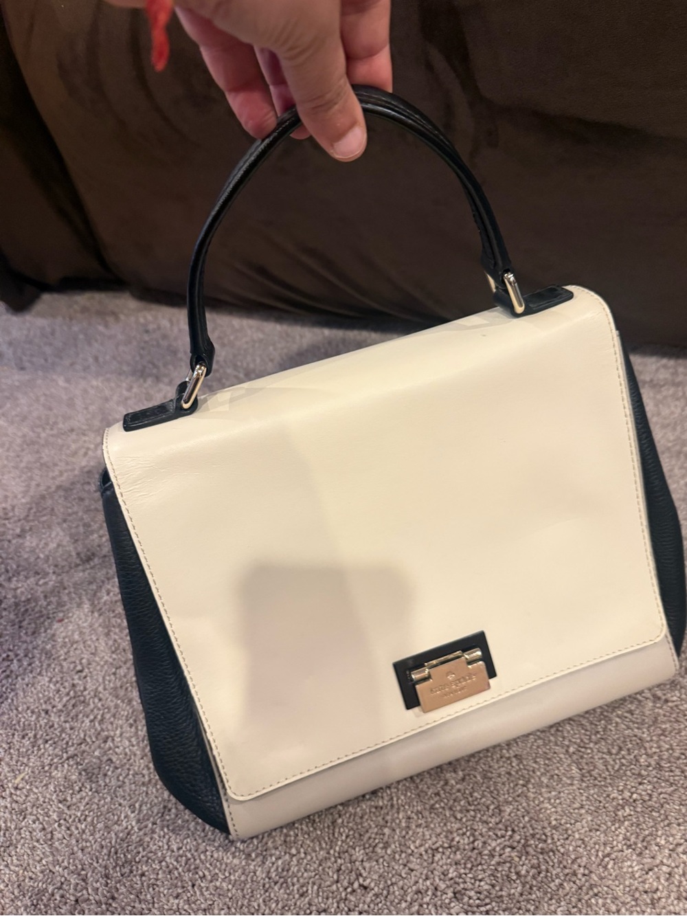 kate spade Cream and Black Top-Handle Satchel